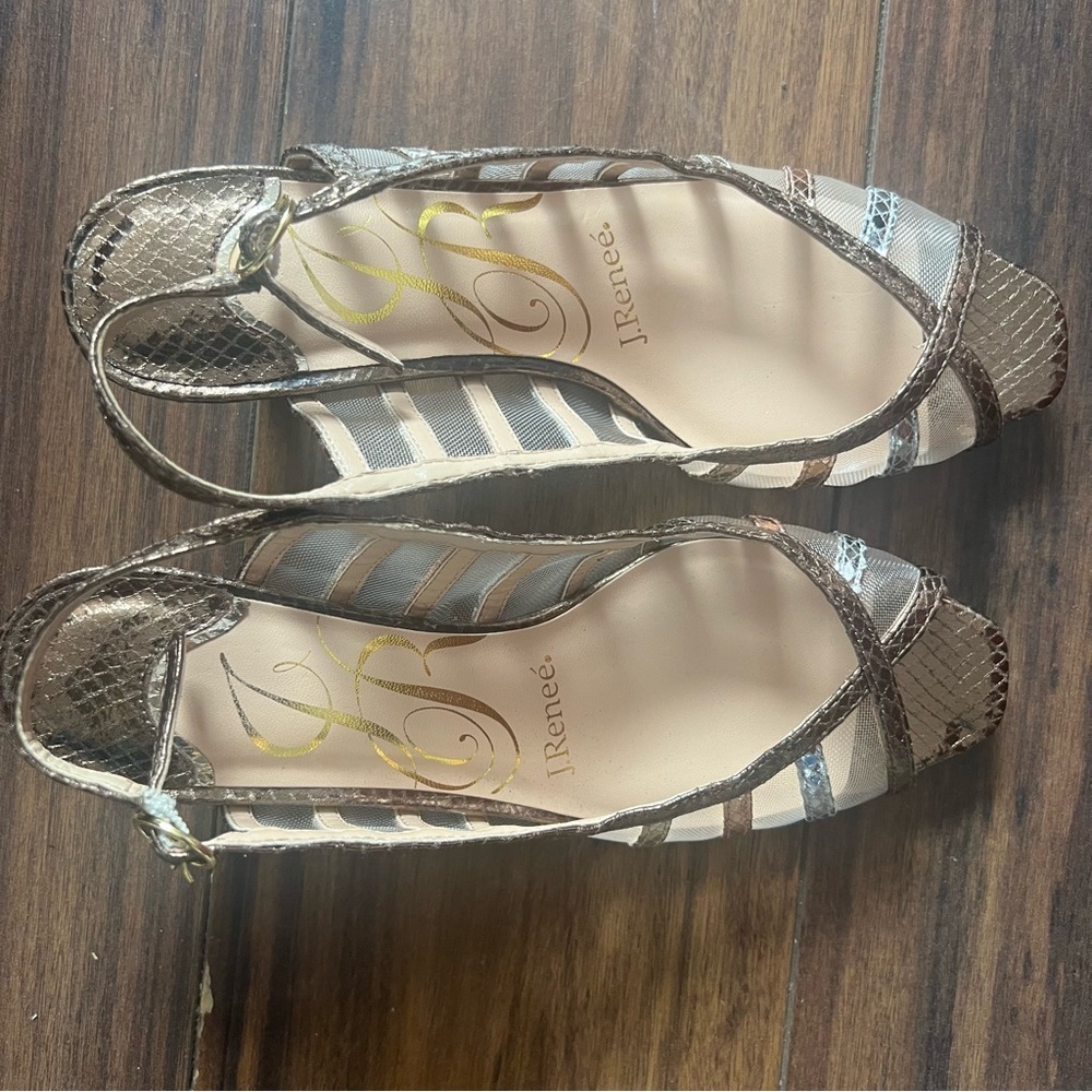 J. Renee Mesh & Snakeskin Slingback Heels – Size 7M – Like New - Picture 4 of 11
